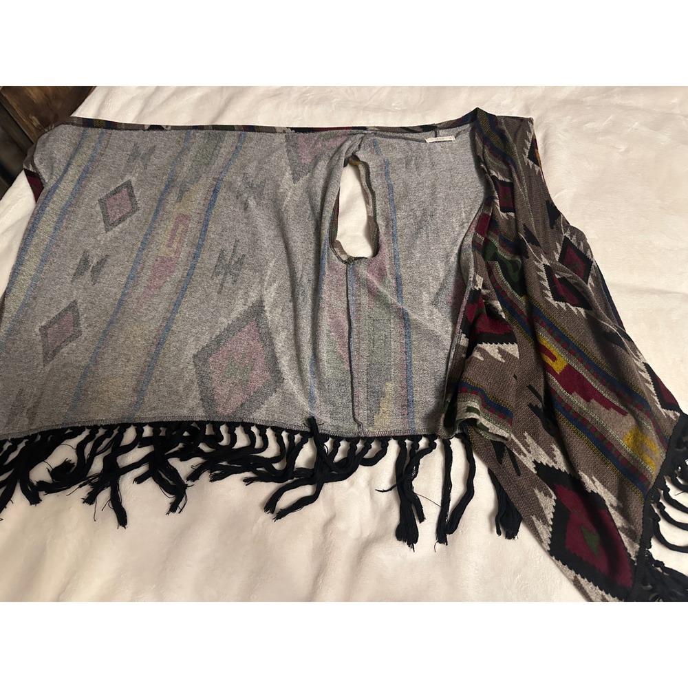 Le Lis Womens Southwestern Geometric Fringe Open Front M Vest Hippie Boho - Picture 9 of 13